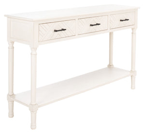 Safavieh Peyton 3-Drawer Console Table – Elegant Storage Solution With Herringbone Design For Your Home Distressed White CNS5705A