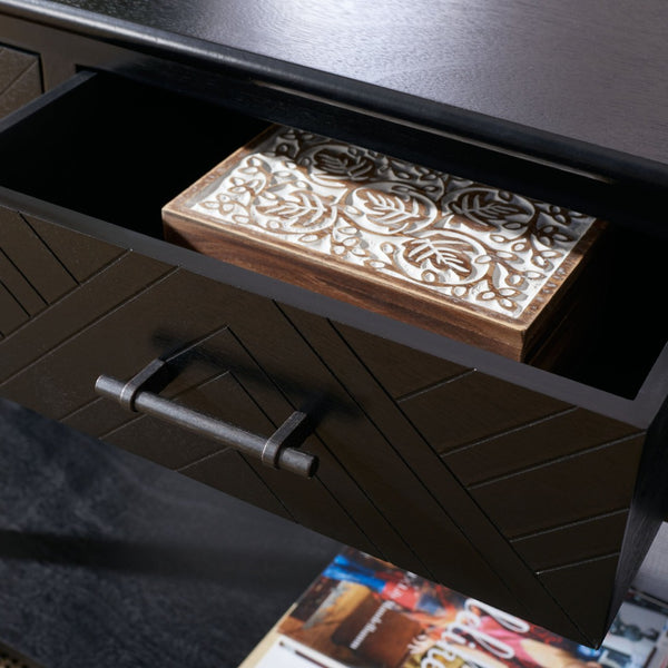 Safavieh Peyton 3-Drawer Console Table – Elegant Storage Solution With Herringbone Design For Your Home Black CNS5705B