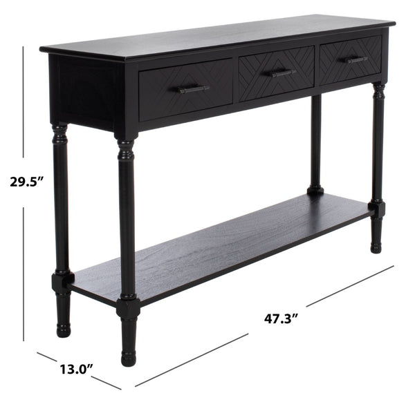 Safavieh Peyton 3-Drawer Console Table – Elegant Storage Solution With Herringbone Design For Your Home Black CNS5705B