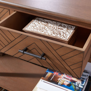 Safavieh Peyton 3-Drawer Console Table – Elegant Storage Solution With Herringbone Design For Your Home Brown CNS5705C