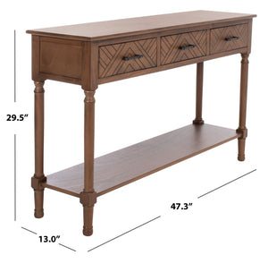 Safavieh Peyton 3-Drawer Console Table – Elegant Storage Solution With Herringbone Design For Your Home Brown CNS5705C