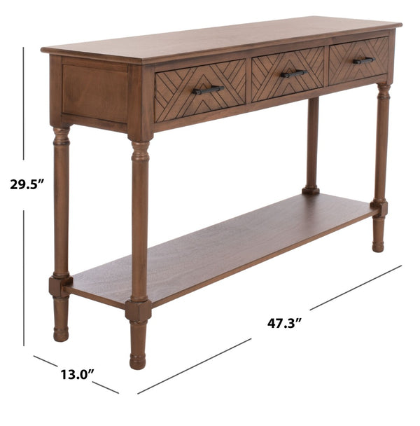 Safavieh Peyton 3-Drawer Console Table – Elegant Storage Solution With Herringbone Design For Your Home Brown CNS5705C