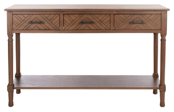 Safavieh Peyton 3-Drawer Console Table – Elegant Storage Solution With Herringbone Design For Your Home Brown CNS5705C