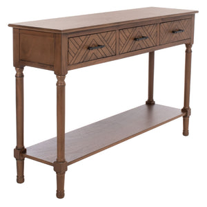 Safavieh Peyton 3-Drawer Console Table – Elegant Storage Solution With Herringbone Design For Your Home Brown CNS5705C