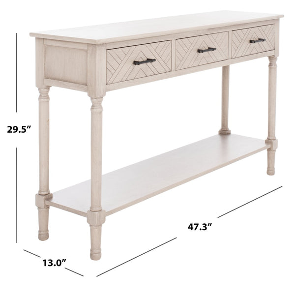 Safavieh Peyton 3-Drawer Console Table – Elegant Storage Solution With Herringbone Design For Your Home Greige CNS5705D