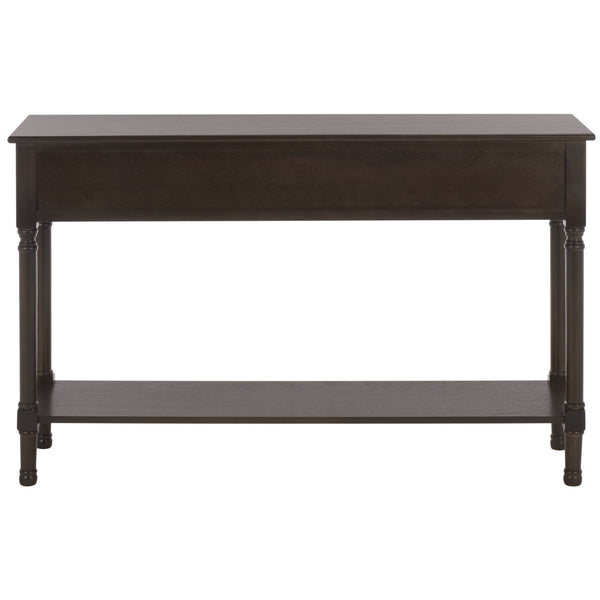 Peyton 3-Drawer Console Table With Herringbone Drawer Fronts, Open Shelf & Carved Accents, 47.25" W