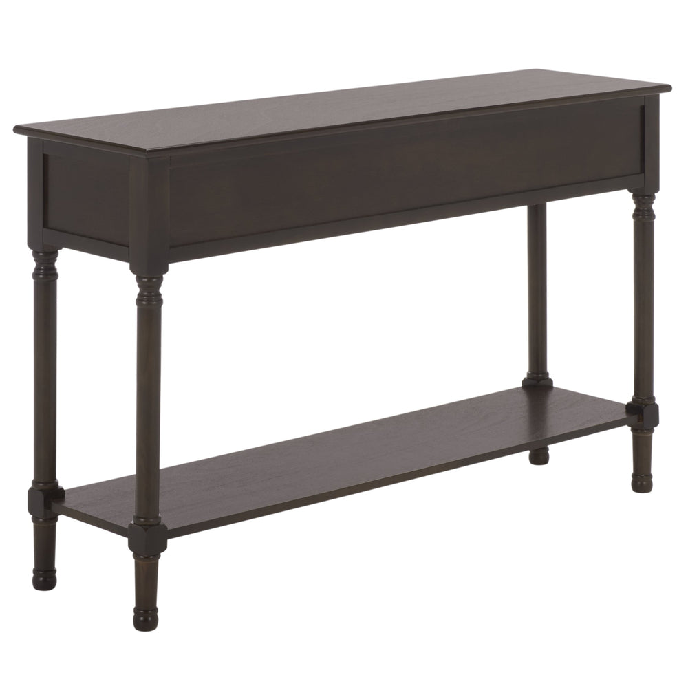 Peyton 3-Drawer Console Table With Herringbone Drawer Fronts, Open Shelf & Carved Accents, 47.25" W