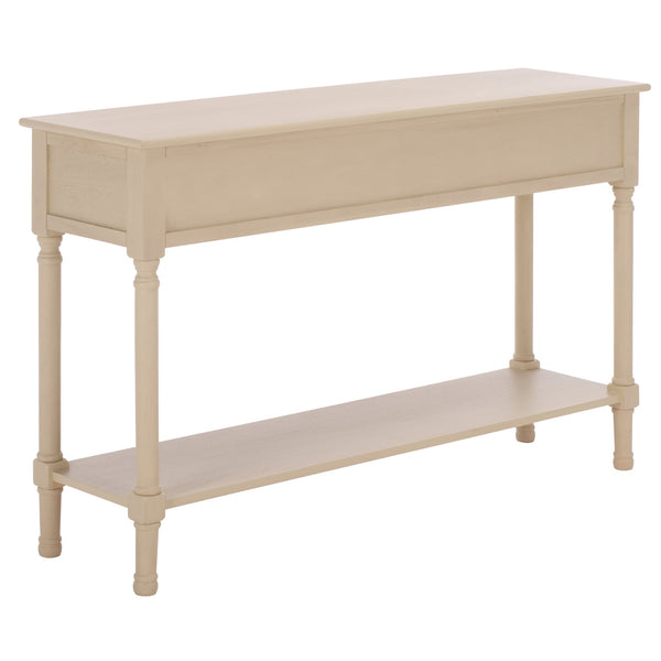 Peyton 3-Drawer Console Table With Herringbone Drawer Fronts, Open Shelf & Carved Accents, 47.25" W