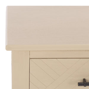 Peyton 3-Drawer Console Table With Herringbone Drawer Fronts, Open Shelf & Carved Accents, 47.25" W