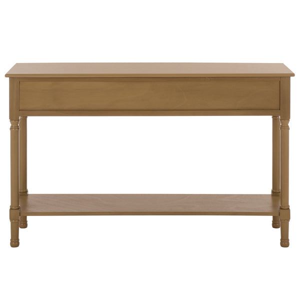 Peyton 3-Drawer Console Table With Herringbone Drawer Fronts, Open Shelf & Carved Accents, 47.25" W