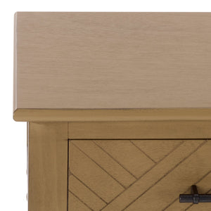Peyton 3-Drawer Console Table With Herringbone Drawer Fronts, Open Shelf & Carved Accents, 47.25" W