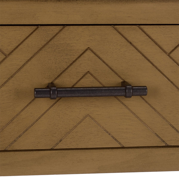 Peyton 3-Drawer Console Table With Herringbone Drawer Fronts, Open Shelf & Carved Accents, 47.25" W