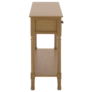 Peyton 3-Drawer Console Table With Herringbone Drawer Fronts, Open Shelf & Carved Accents, 47.25" W