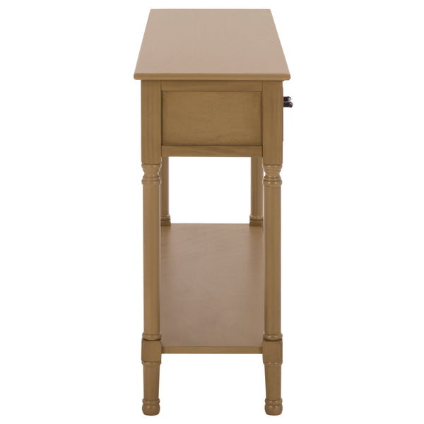 Peyton 3-Drawer Console Table With Herringbone Drawer Fronts, Open Shelf & Carved Accents, 47.25" W