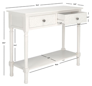 Safavieh Josie 2-Drawer Console Table – Timeless Elegance With Handcrafted Details For Entryways & Hallways Distressed White CNS5708A