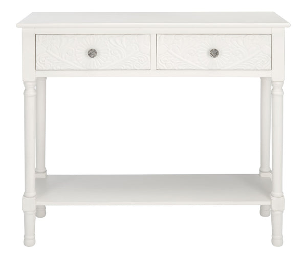 Safavieh Josie 2-Drawer Console Table – Timeless Elegance With Handcrafted Details For Entryways & Hallways Distressed White CNS5708A