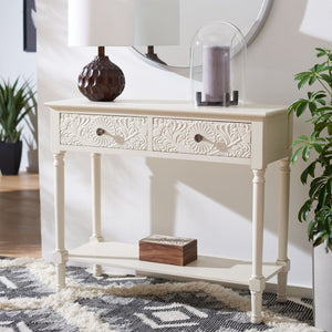 Safavieh Josie 2-Drawer Console Table – Timeless Elegance With Handcrafted Details For Entryways & Hallways Distressed White CNS5708A