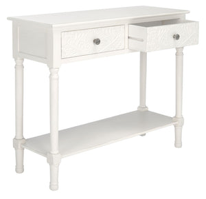 Safavieh Josie 2-Drawer Console Table – Timeless Elegance With Handcrafted Details For Entryways & Hallways Distressed White CNS5708A