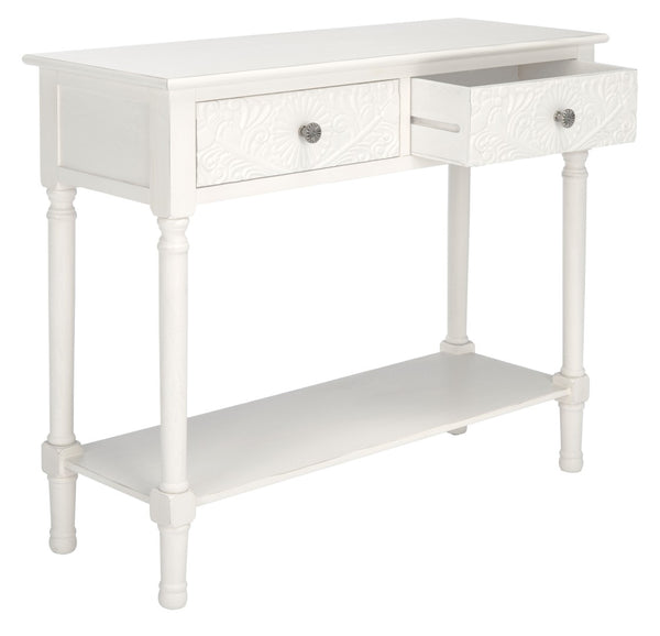 Safavieh Josie 2-Drawer Console Table – Timeless Elegance With Handcrafted Details For Entryways & Hallways Distressed White CNS5708A