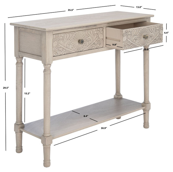 Safavieh Josie 2-Drawer Console Table – Timeless Elegance With Handcrafted Details For Entryways & Hallways Greige CNS5708B
