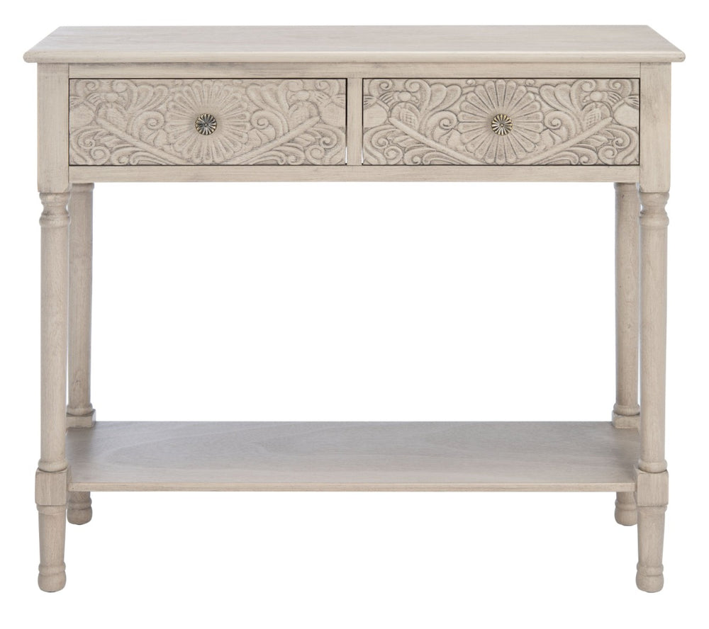 Safavieh Josie 2-Drawer Console Table – Timeless Elegance With Handcrafted Details For Entryways & Hallways Greige CNS5708B