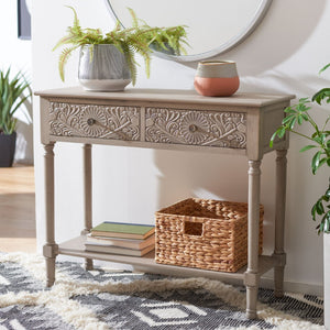 Safavieh Josie 2-Drawer Console Table – Timeless Elegance With Handcrafted Details For Entryways & Hallways Greige CNS5708B