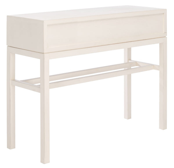 Safavieh Ajana Console Table - Modern Minimalist Design With Herringbone Drawers For Chic Entryway Storage Distressed White W/Distressed White Drawer CNS5709A