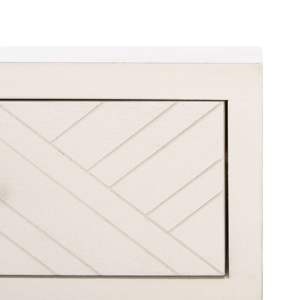 Safavieh Ajana Console Table - Modern Minimalist Design With Herringbone Drawers For Chic Entryway Storage Distressed White W/Distressed White Drawer CNS5709A