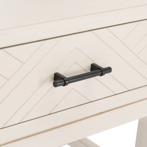 Safavieh Ajana Console Table - Modern Minimalist Design With Herringbone Drawers For Chic Entryway Storage Distressed White W/Distressed White Drawer CNS5709A