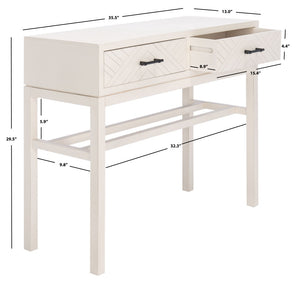 Safavieh Ajana Console Table - Modern Minimalist Design With Herringbone Drawers For Chic Entryway Storage Distressed White W/Distressed White Drawer CNS5709A