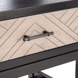 Safavieh Ajana Console Table - Modern Minimalist Design With Herringbone Drawers For Chic Entryway Storage Black W/ Greige Drawer CNS5709B