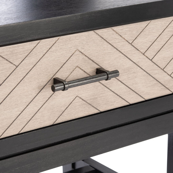 Safavieh Ajana Console Table - Modern Minimalist Design With Herringbone Drawers For Chic Entryway Storage Black W/ Greige Drawer CNS5709B