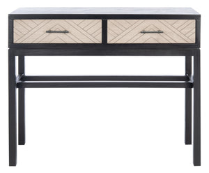 Safavieh Ajana Console Table - Modern Minimalist Design With Herringbone Drawers For Chic Entryway Storage Black W/ Greige Drawer CNS5709B