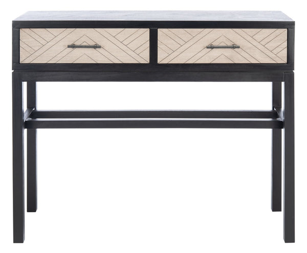 Safavieh Ajana Console Table - Modern Minimalist Design With Herringbone Drawers For Chic Entryway Storage Black W/ Greige Drawer CNS5709B