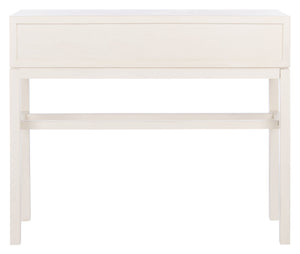 Safavieh Ajana Console Table - Modern Minimalist Design With Herringbone Drawers For Chic Entryway Storage Distressed  White W/Honey Brwn Drawer CNS5709C