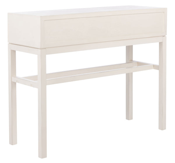 Safavieh Ajana Console Table - Modern Minimalist Design With Herringbone Drawers For Chic Entryway Storage Distressed  White W/Honey Brwn Drawer CNS5709C