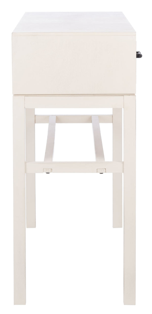 Safavieh Ajana Console Table - Modern Minimalist Design With Herringbone Drawers For Chic Entryway Storage Distressed  White W/Honey Brwn Drawer CNS5709C