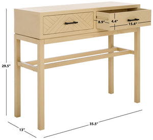 Safavieh Ajana 2 Drawer Console Natural 35.5" x 13" x 29.5"