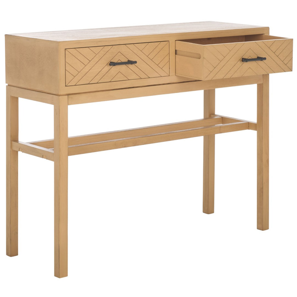 Safavieh Ajana Console Table - Modern Minimalist Design With Herringbone Drawers For Chic Entryway Storage Camel CNS5709E