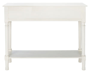 Safavieh Landers 2 Drawer Console Table With Farmhouse Charm And Elegant Carved Details For Stylish Storage Distressed White CNS5710A