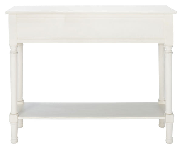 Safavieh Landers 2 Drawer Console Table With Farmhouse Charm And Elegant Carved Details For Stylish Storage Distressed White CNS5710A