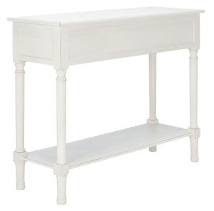 Safavieh Landers 2 Drawer Console Table With Farmhouse Charm And Elegant Carved Details For Stylish Storage Distressed White CNS5710A