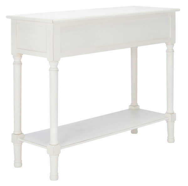 Safavieh Landers 2 Drawer Console Table With Farmhouse Charm And Elegant Carved Details For Stylish Storage Distressed White CNS5710A