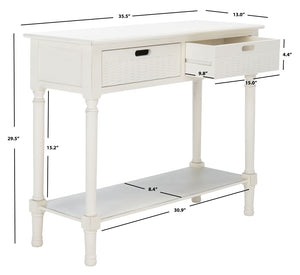 Safavieh Landers 2 Drawer Console Table With Farmhouse Charm And Elegant Carved Details For Stylish Storage Distressed White CNS5710A