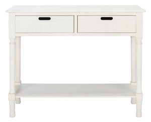 Safavieh Landers 2 Drawer Console Table With Farmhouse Charm And Elegant Carved Details For Stylish Storage Distressed White CNS5710A