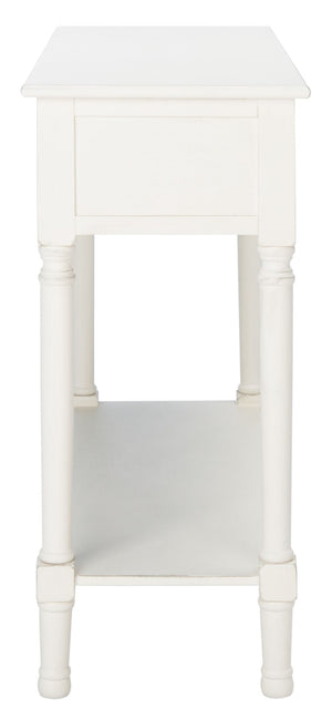 Safavieh Landers 2 Drawer Console Table With Farmhouse Charm And Elegant Carved Details For Stylish Storage Distressed White CNS5710A