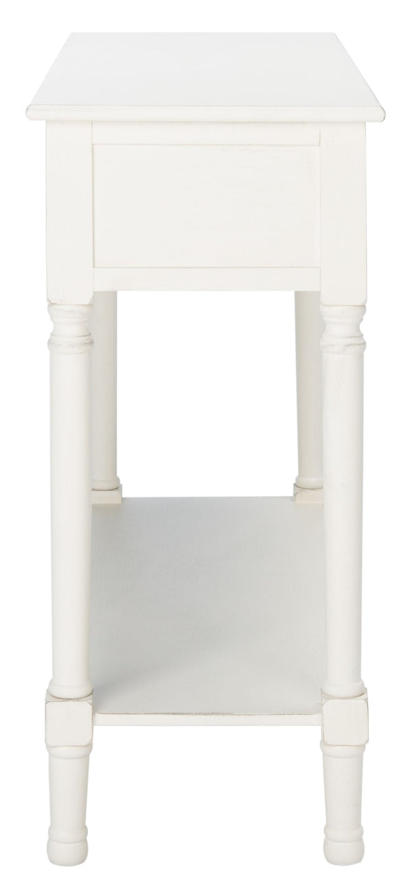 Safavieh Landers 2 Drawer Console Table With Farmhouse Charm And Elegant Carved Details For Stylish Storage Distressed White CNS5710A