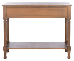 Safavieh Landers 2 Drawer Console Table With Farmhouse Charm And Elegant Carved Details For Stylish Storage Brown CNS5710C