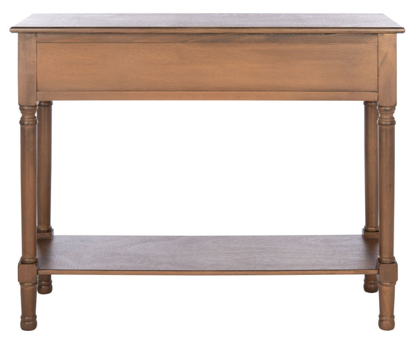 Safavieh Landers 2 Drawer Console Table With Farmhouse Charm And Elegant Carved Details For Stylish Storage Brown CNS5710C