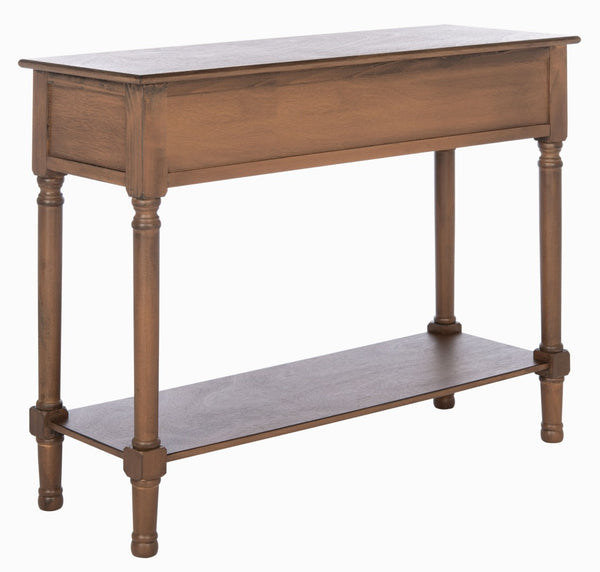 Safavieh Landers 2 Drawer Console Table With Farmhouse Charm And Elegant Carved Details For Stylish Storage Brown CNS5710C